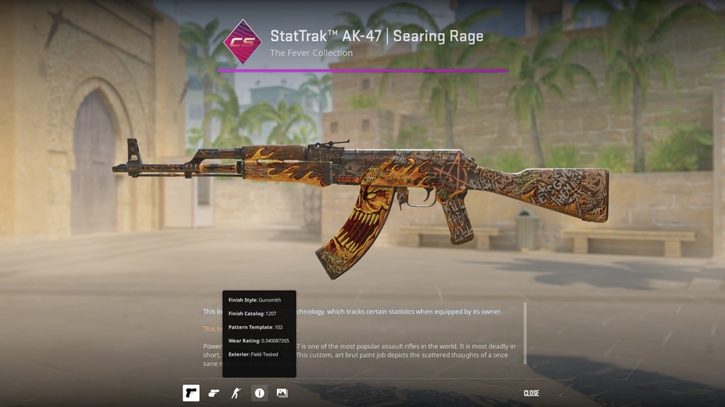 StatTrak™ AK-47 | Searing Rage [WW] (Well-Worn)