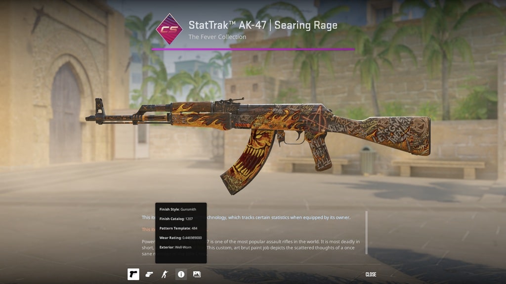 StatTrak™ AK-47 | Searing Rage [WW] (Well-Worn)